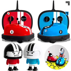 Draft Punks RC bumper Cars Mini Remote Controlled Ejector Vehicles, 2 Player Head to Head Battle, Crash into Opponents, 2.4 GHz, Red and Blue, Ages 6