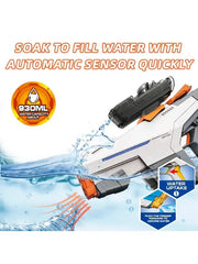 White - SplashMaster X1 - High Power Automatic Water Suction Electric Squirt Gun - Light-Up Blaster for Adults & Kids