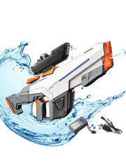 White - SplashMaster X1 - High Power Automatic Water Suction Electric Squirt Gun - Light-Up Blaster for Adults & Kids