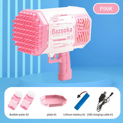 69 Holes Rechargeable Battery Soap Bubble Machine Gun for Adults and Children