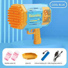 69 Holes Rechargeable Battery Soap Bubble Machine Gun for Adults and Children